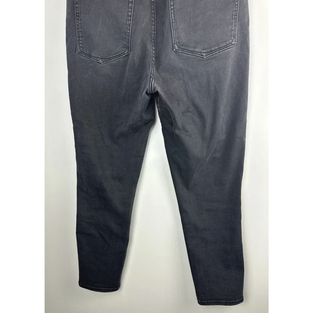 Good American Good Waist Ripped High Waist Crop Jeans Distressed Black Size 14 - Picture 11 of 12